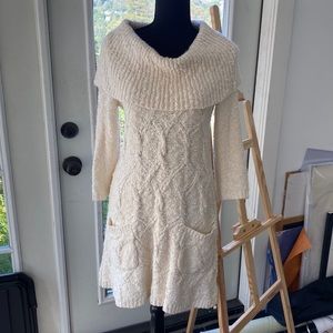 Anthropologie Sleeping on Snow cream dress sizeS